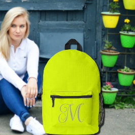 fluoreszierendes Gelb - elegantes Monogramm Bedruckter Rucksack