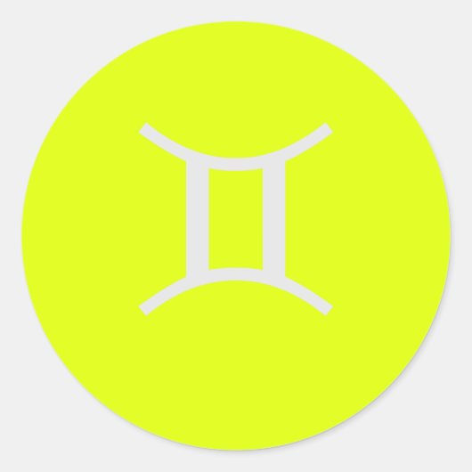 fluoreszierendes Gelb - Gemini Runder Aufkleber (Vorderseite)