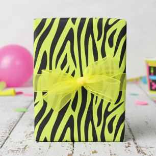 Fluoreszierendes Gelb Kleiner Zebradruck Geschenkpapier