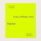 fluoreszierendes Gelb modern Visitenkarten (Außenseite Aufgefaltet)