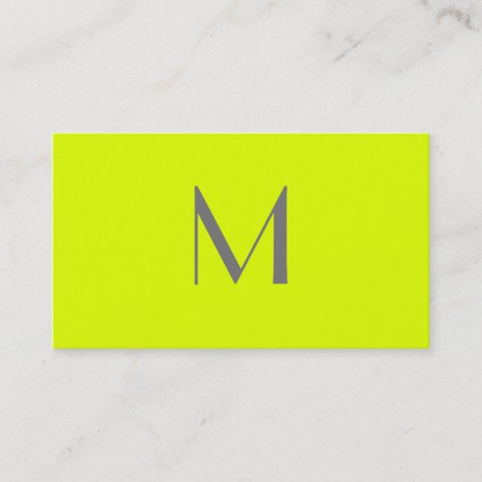 fluoreszierendes Gelb - Monogramm hinzufügen Visitenkarte (Vorderseite)
