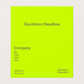 fluoreszierendes Gelb Visitenkarten (Innenseite Aufgefaltet)