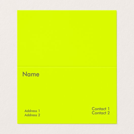 fluoreszierendes Gelb Visitenkarten (Außenseite Aufgefaltet)