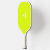 fluoreszierendes Gelb - weißes Monogramm Pickleball Schläger (Links)