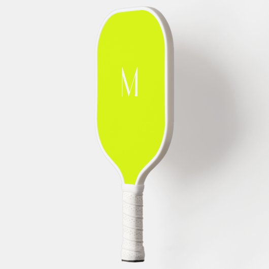 fluoreszierendes Gelb - weißes Monogramm Pickleball Schläger (Links)