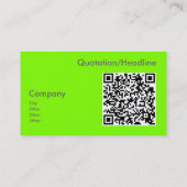fluoreszierendes Grün -QR-Code  Visitenkarte (Rückseite)