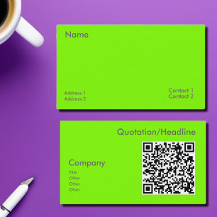 fluoreszierendes Grün -QR-Code  Visitenkarte
