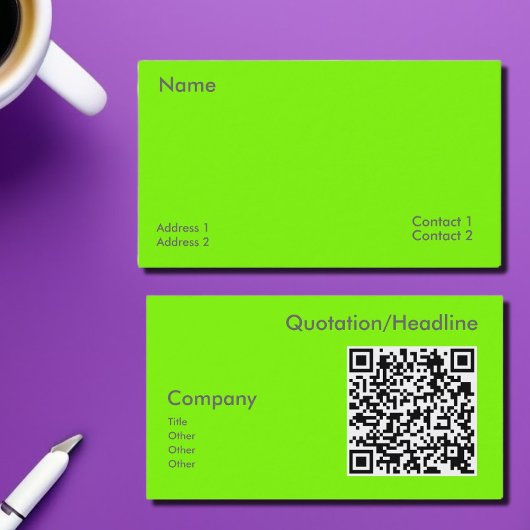 fluoreszierendes Grün -QR-Code  Visitenkarte