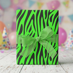 Fluoreszierendes Grünes Kleines Zebramuster Geschenkpapier