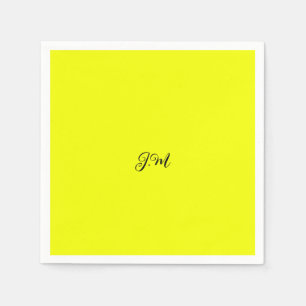 Fluoreszierendes Neongelb einfarbige Initialen Nam Serviette