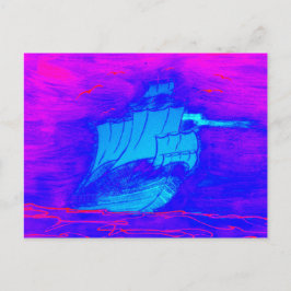 fluoreszierendes Segelboot 1 Postkarte