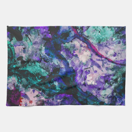 Fluorite Crystal Geode Marble Abstrakt Geschirrtuch (Horizontal)