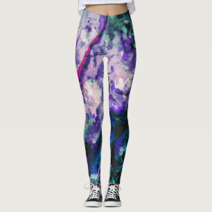 Fluorite Crystal Geode Marble Abstrakt Leggings