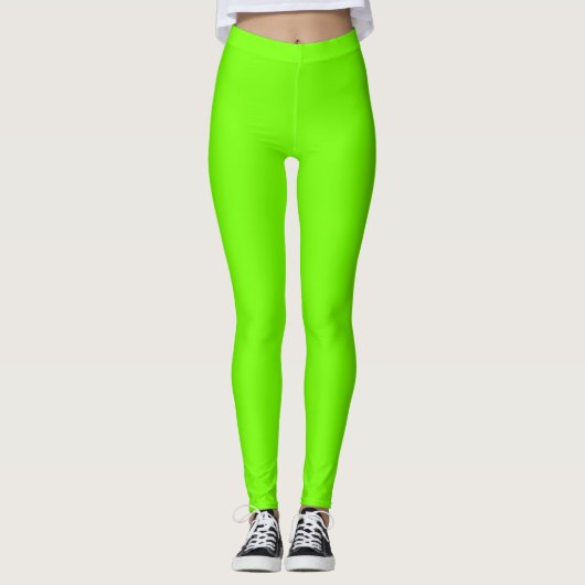 Fluoro Limon-grün Leggings (Vorderseite)
