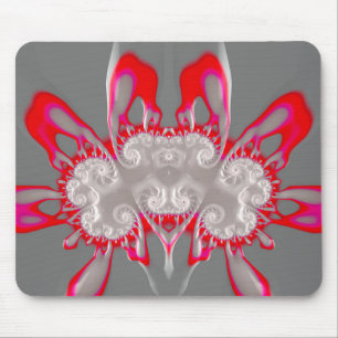 ~ FLUORO PINK RED GRAY WHITE ~ Fraktal ~Original ~ Mousepad