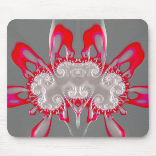 ~ FLUORO PINK RED GRAY WHITE ~ Fraktal ~Original ~ Mousepad (Vorne)