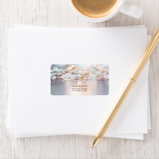 Flurbeklebe mit weißem Pfirsich Adressaufkleber (Insitu)