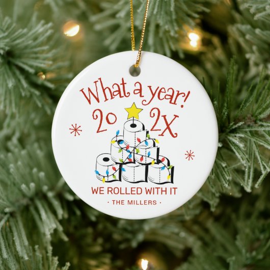 Flush 2024 Auf Wiedersehen: Funny Toilet Paper Wei Keramik Ornament (Baum)