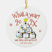 Flush 2024 Auf Wiedersehen: Funny Toilet Paper Wei Keramik Ornament (Vorne)