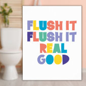Flush it Flush it Badezimmer Zeichen Poster
