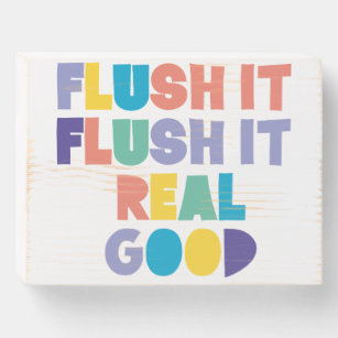 Flush It Fun farbenfroh, moderne Badezimmer Holzkisten Schild