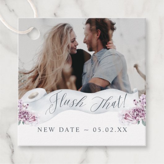 Flush the new Date Toilet Paper Roll Floral Foto Geschenkanhänger (Vorderseite)