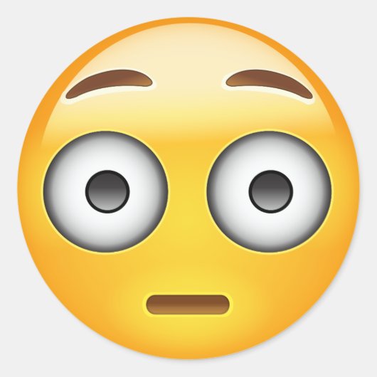 Flushed Face Emoji Runder Aufkleber (Vorderseite)