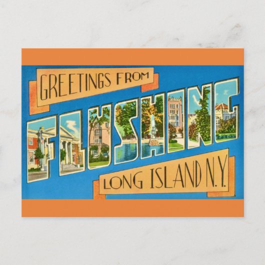 Flushing NY Begrüßung Postkarte (Vorderseite)