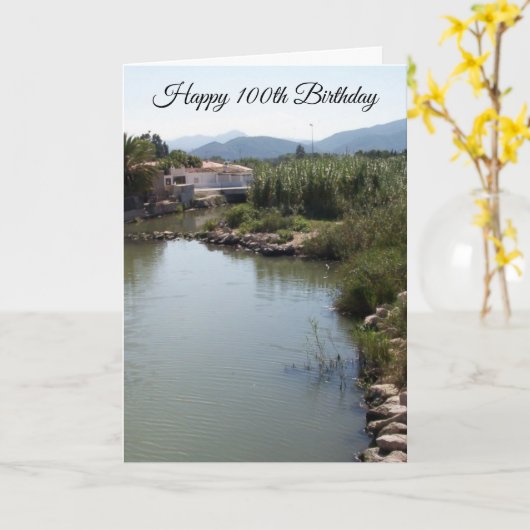 Fluss 100. Geburtstag Karte (Gelbe Blume)