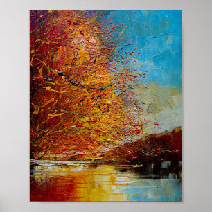 Fluss, abstrakte Malerei. Poster