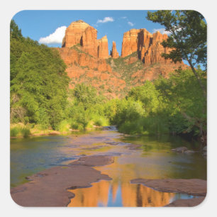 Fluss am Roten Felsen über Arizona Quadratischer Aufkleber