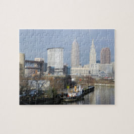 Fluss-Ansicht-(mit Schlepper) Puzzlespiel Puzzle