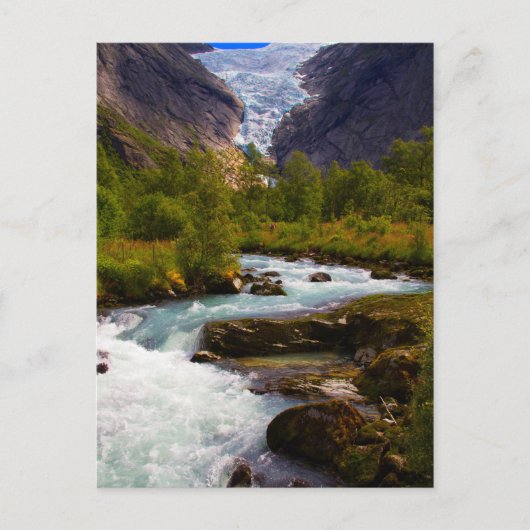 Fluss aus dem Briksdal Glacier Postkarte (Vorderseite)