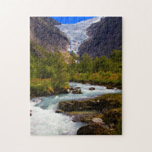 Fluss aus dem Briksdal-Gletscher Puzzle
