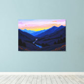 Fluss bei Berghügel am Sonnenuntergangs Abend Leinwanddruck (Insitu (Holzboden))