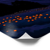 Fluss bei Berghügel am Sonnenuntergangs Abend Poster (Ecke)