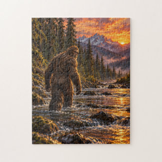 Fluss bei Dämmerung Bigfoot Puzzle