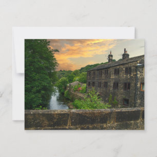 Fluss Calder von der Hawksclough-Brücke Postkarte