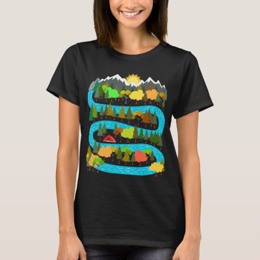 Fluss-Camping-Design T-Shirt (Vorderseite)