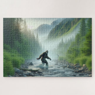 Fluss Crossing Bigfoot, Bigfoot, ruhiger Wald Puzzle