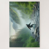 Fluss Crossing Bigfoot, Bigfoot, ruhiger Wald Puzzle (Vertikal)