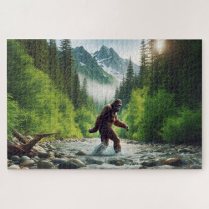 Fluss Crossing Bigfoot, Bigfoot, ruhiger Wald Puzzle