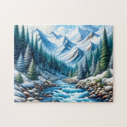 Fluss, der durch Berge fließt Puzzle (Horizontal)