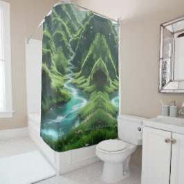 "Fluss der Ruhe - verzauberte Hügel Duschvorhang
