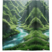 "Fluss der Ruhe - verzauberte Hügel Duschvorhang (Vorderseite)