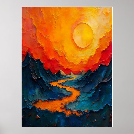Fluss des Feuers: Impasto-Ölgemälde Poster (Vorne)