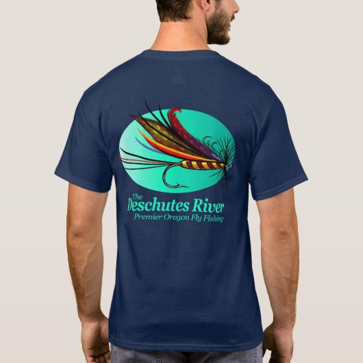 Fluss Deschutes (Fliege) T-Shirt (Rückseite)