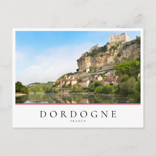 Fluss Dordogne und Beynac-et-Cazenac, Frankreich Postkarte (Vorderseite)