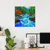 Fluss Durch Den Wald - Impressionistischer Kunstst Poster (Heimbüro)