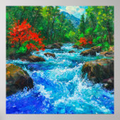Fluss Durch Den Wald - Impressionistischer Kunstst Poster (Vorne)